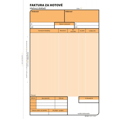 Faktura za hotové A5 samopropisovací Optys