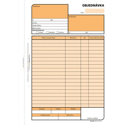 Objednávka  A5 samopropisovací Optys