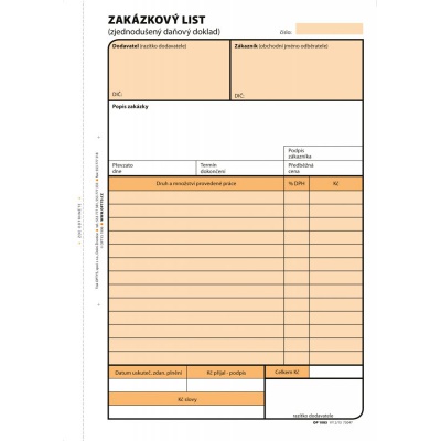 Zakázka  A5 samopropisovací Optys