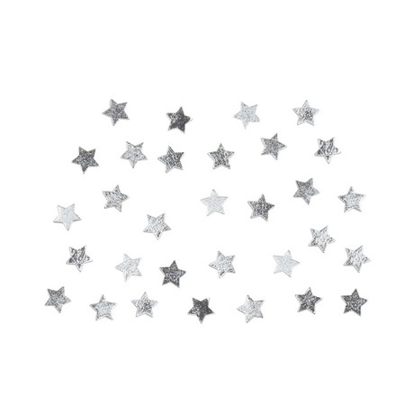 Hvězdičky dřevěné 1 cm, 36 ks, stříbrné