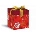 Dárková krabička s mašlí bílo-červená 12x12x15cm