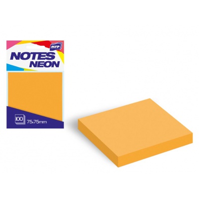 Lepící bloček 75x75 oranžový, 100 listů