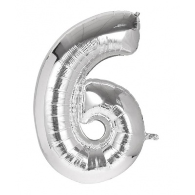 Nafukovací balónek fóliový 75cm č.6 stříbrný