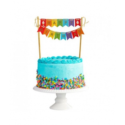 Zápich do dortu Happy Birthday barevný