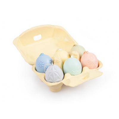 Vajíčka 6cm na zavěšení 3D pastelové, 6 ks