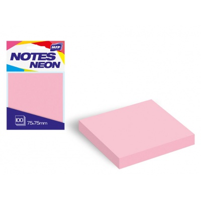 Lepící bloček 75x75 růžový, 100 listů
