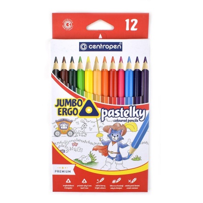 Pastelky trojhranné JUMBO Centropen, 12 barev