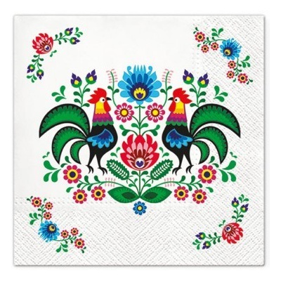 Ubrousky 3 vrstvé 33x33cm Folklor, 20ks