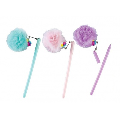 Gelové pero Rainbow pompom