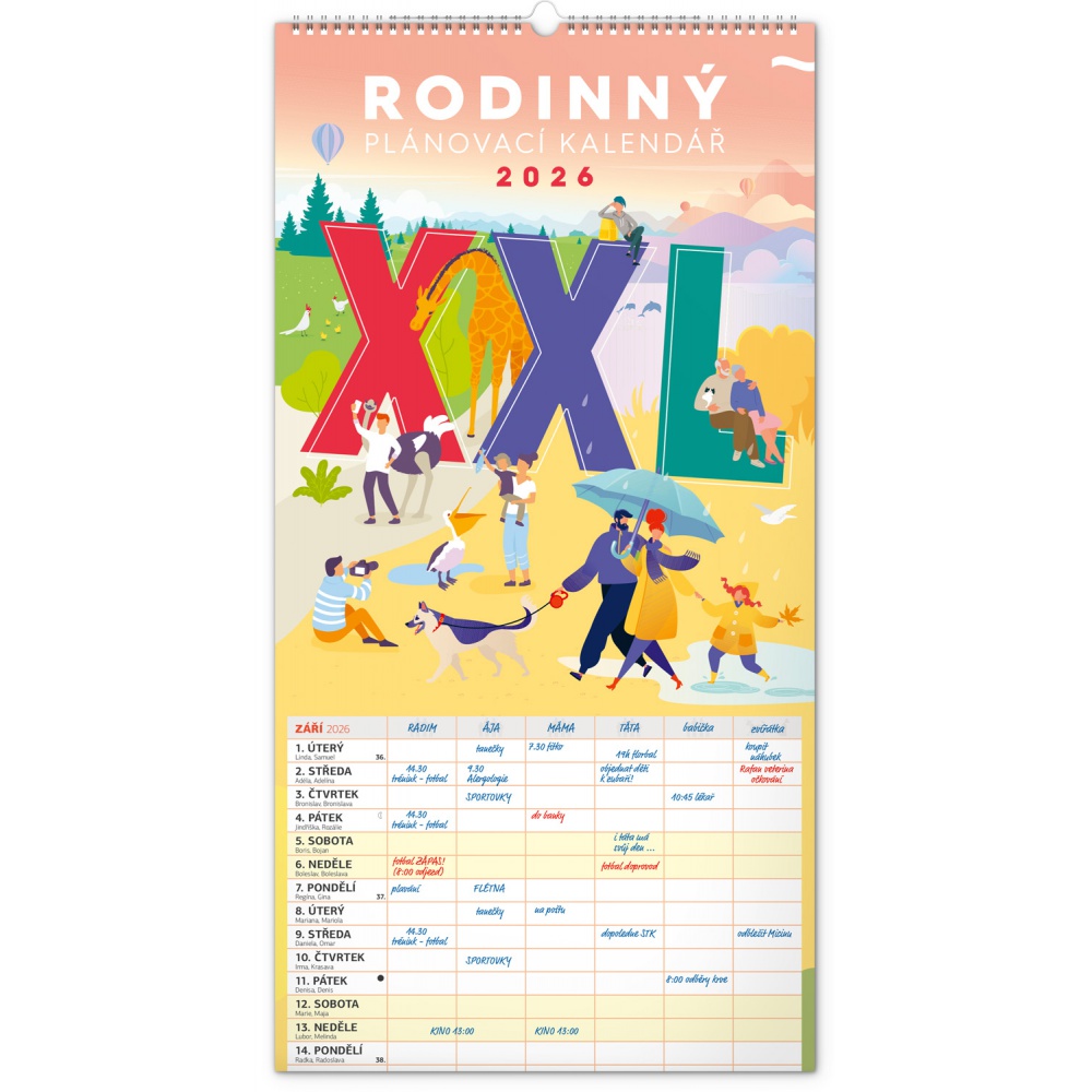 Nástěnný kalendář rodinný plánovací XXL 2026 Nástěnný kalendář rodinný plánovací XXL 2026