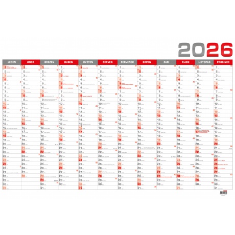 Kalendář 2026 nástěnný roční B1