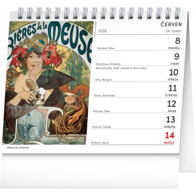 Stolní kalendář 2026 mini Alfons Mucha