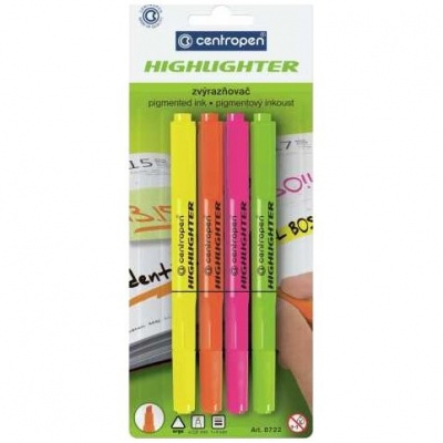 Zvýrazňovač Centropen 8722/4 sada