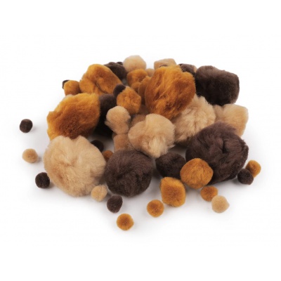 Bambulky dekorační pom pom hnědobéžový mix