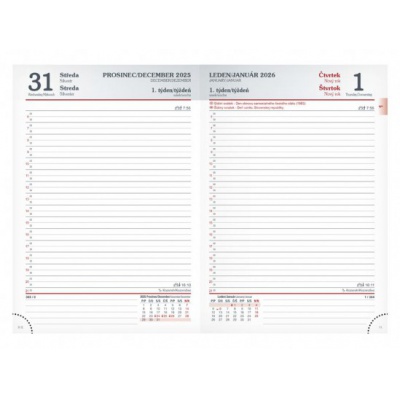 Diář 2026 D801 denní Hnědý magnetický