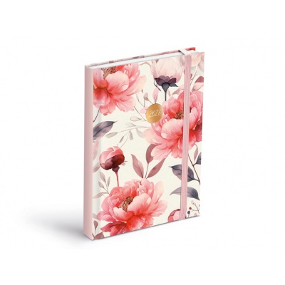 Diář 2026 D801 denní Květiny s gumičkou