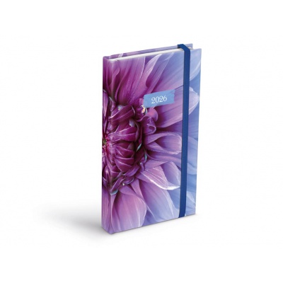 Diář 2026 D802 denní Květiny s gumičkou