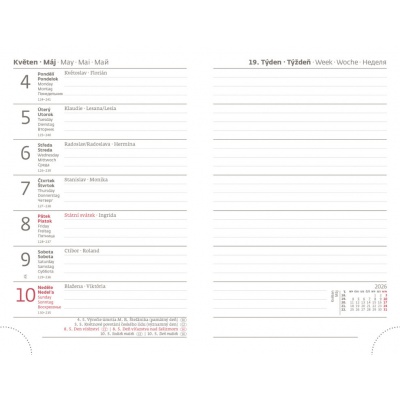 Diář 2026 Týdenní kapesní Print pop malinový