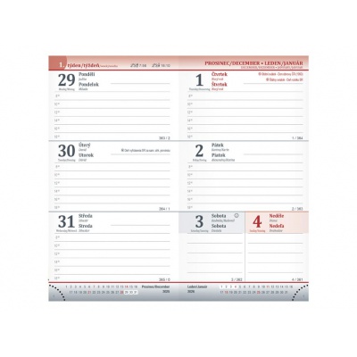 Diář 2026 T806 týdenní Šedý