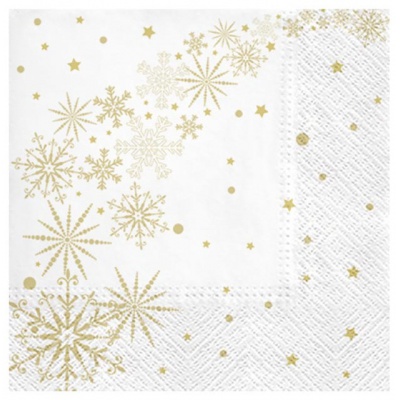 Ubrousky 3 vrstvé 33x33cm vánoční Vločky,20ks