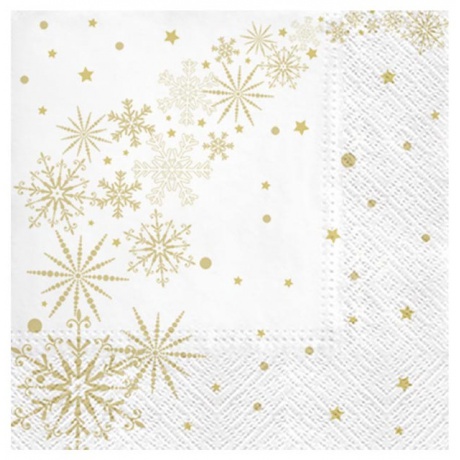 Ubrousky 3 vrstvé 33x33cm vánoční Vločky,20ks