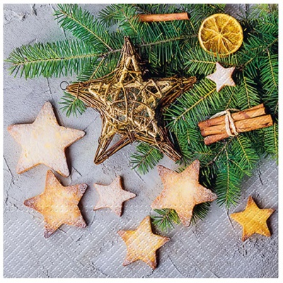 Ubrousky 3 vrstvé 33x33cm vánoční Proutěná hvězda, 20ks