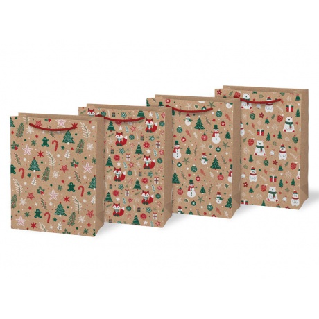 Taška dárková M LUX kraftová vánoční V9