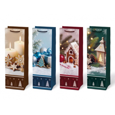 Taška dárková T12 vánoční na víno V31