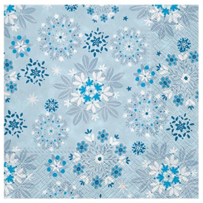Ubrousky 3 vrstvé 33x33cm Modré vločky, 20 ks