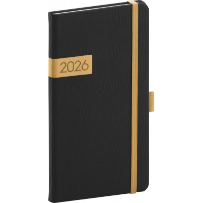 Kapesní diář 2026 Twill černo-zlatý