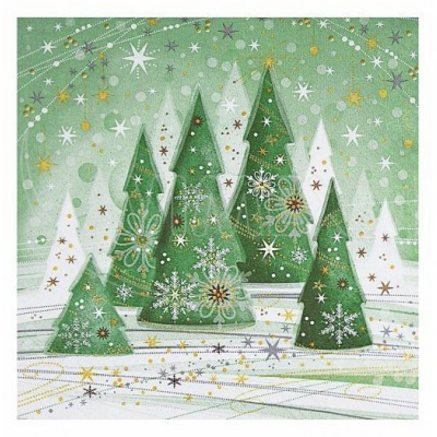 Ubrousky 3 vrstvé 33x33cm vánoční Stromečky, 20ks
