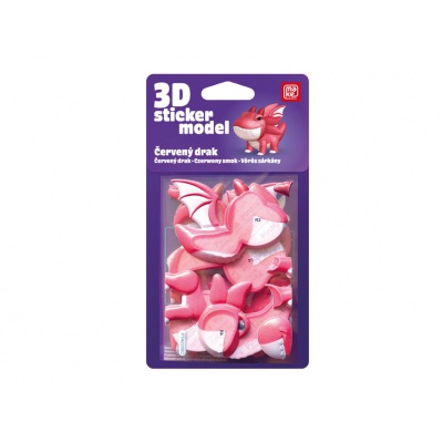 3D samolepkový model Červený drak