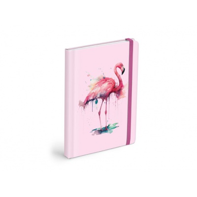 Zápisník s gumkou čistý Plameňák, 120 listů