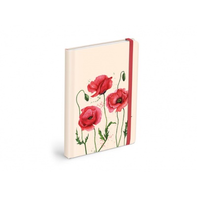 Zápisník s gumkou čistý Vlčí máky, 120 listů