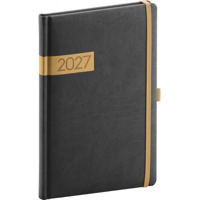 Diář 2027 Týdenní A5 Twill černozlatý