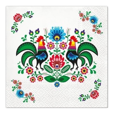 Ubrousky 3 vrstvé 33x33cm Folklor, 20ks