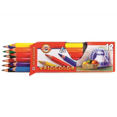 Pastelky trojhranné TRIOCOLOR silné 12ks Koh-i-noor